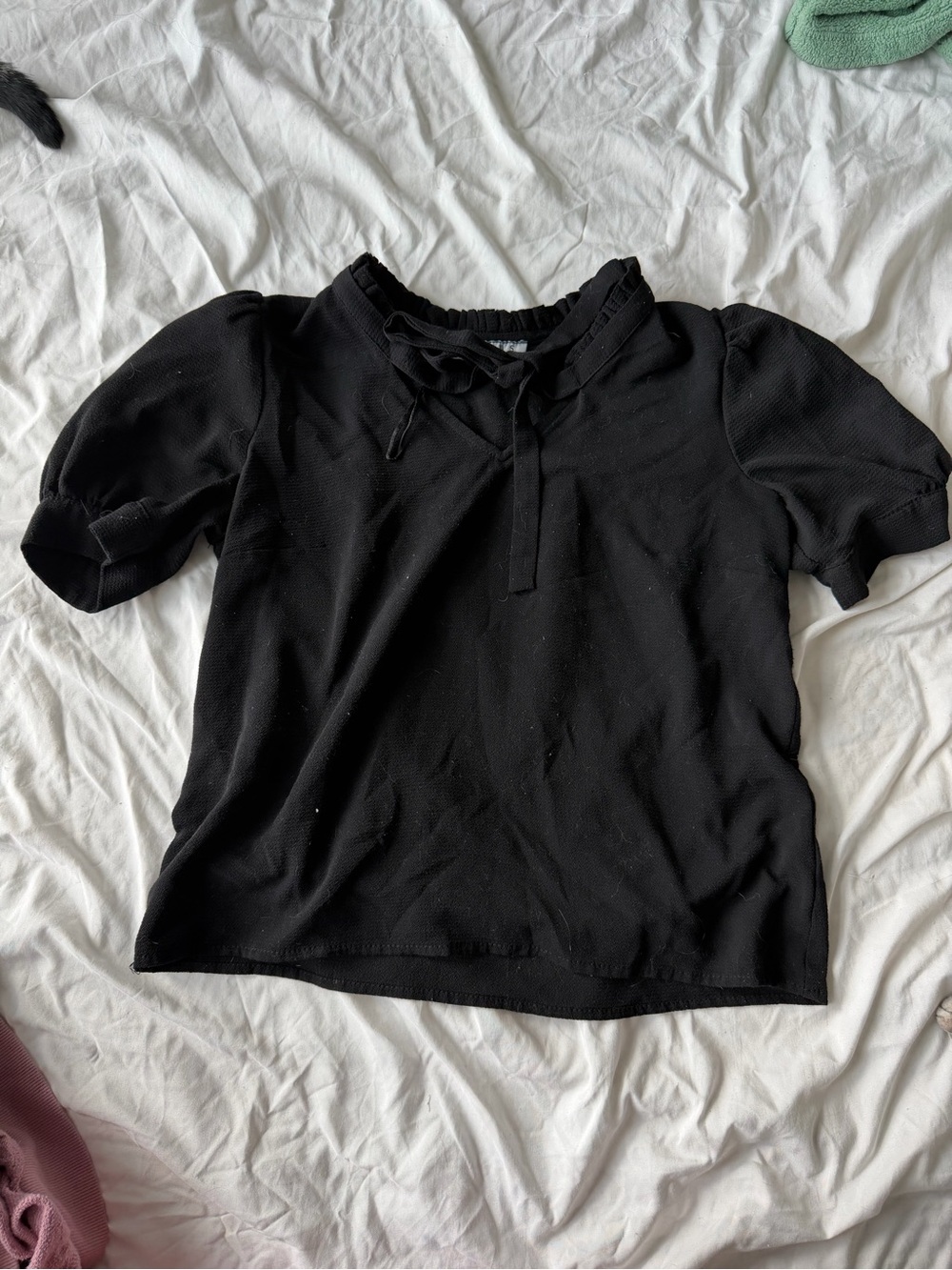 Black Blouse with Neck Tie